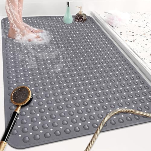 Mofonky Tappetino da doccia grande, antiscivolo, 80 x 120 cm: morbido inserto per doccia in TPE con fori di scarico e ventose, tappetino antiscivolo, lavabile in lavatrice, antibatterico, resistente