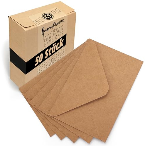 Japun - sobres (50 piezas) de papel kraft vintage marrón, sobre sin ventana - DIN C5-220 x 156 mm
