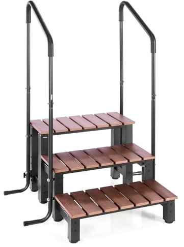 VEVOR Scala per Vasca Idromassaggio con Corrimano, a 3 Gradini, Scala per Piscina Gonfiabile Fuori Terra in HIPS, Larga 640,1 mm, Carico 249,5 kg, per Veranda, Patio, Terrazza, Rimorchi