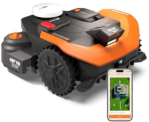 Worx Landroid Vision Cloud WR330E 2WD Robot Cortacésped, Sin Cable Perimetral, hasta 3000 m², (Evitación de Obstáculos con IA, Navegación VSLAM + RTK Cloud, Mapeo Automático)