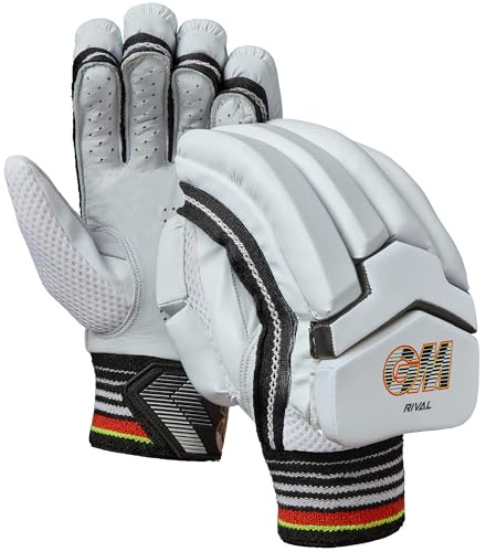 Gunn & Moore GM | Rival Cricket Batting Gloves | Calf Leather Palm | Double-Sided Sweatband | Sleek Back of Hand Shape | Junior Right Handed | 1 Pair | Approx 470 g per Pair