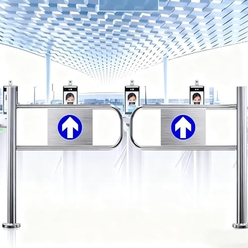 Puerta batiente segura para entrada de supermercado, portal de seguridad de metal, 160 cm x 97 cm, puerta de entrada unidireccional, barrera duradera al aire libre, ideal para zonas de alto tráfico
