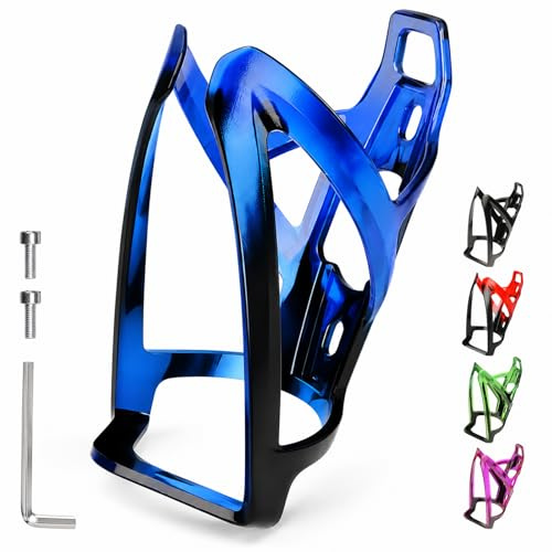 Fancysky portabidones Bicicleta, 36g Ligero portabotellas Bici|5 Colores con 2 Tornillos + 1 Llave, Soporte Botella Bicicleta para MTB, Carretera y Gravel (Negro y Azul)
