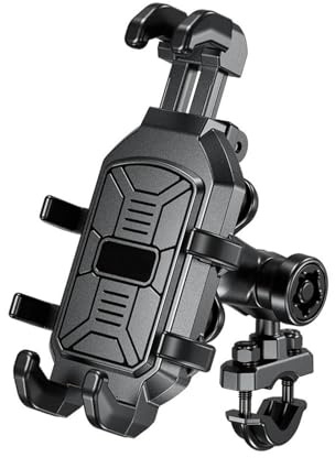 JBPIHZT Motorcykelmobilhållare Med Vibrationsdämpare Anti-Skaka 720° Justerbar Stöldskydd För 5.4''-6.9''(Handlebar)