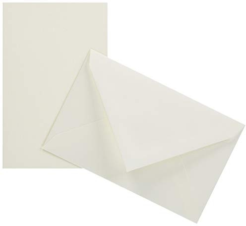 Lalo 25600L - Un sachet de correspondance comprenant 10 cartes de visite simples 8,5x13,5 cm 300g et 10 enveloppes doublées 9x14 cm, Papier vergé de France, Blanc