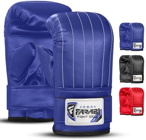 Farabi Sports Boxing punch bag mitt gloves punching boxing gloves mma training (Blue, X-Large)