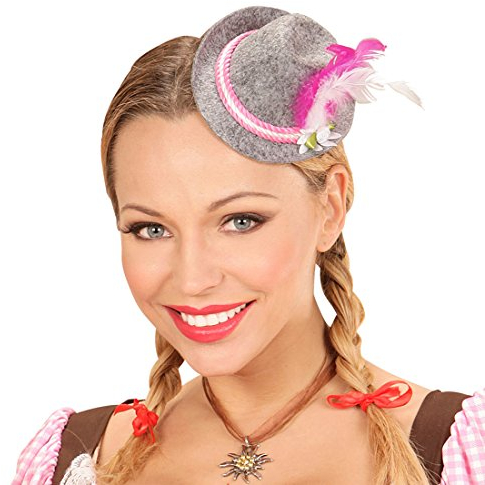 Amakando Trachtenhut Oktoberfest Tiroler Hut Damen Tirolerhut Filzhut Bayrischer Damenhut Wiesn Minihut Mini Fedora Hut mit Feder