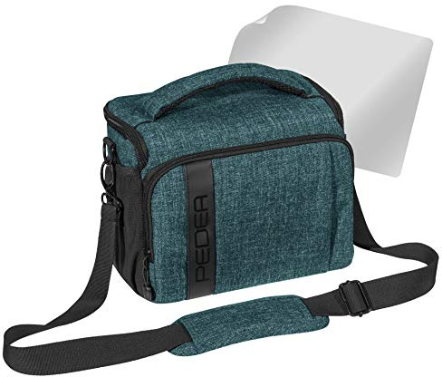 PEDEA DSLR-Kameratasche Fashion mit Displayschutzfolie für Nikon D500 D750 D3500 D5200 D300 Coolpix B500 / Sony Alpha 7 7M2 7M3 7R II DSC-RX10 / Canon EOS 77D 200D 1200D 1300D, Gr. XL petrol