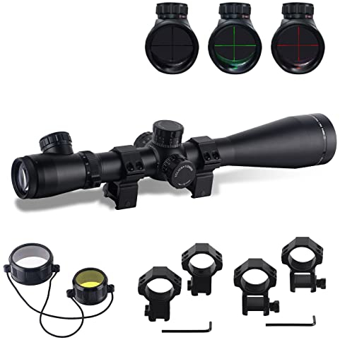 ToopMount Zielfernrohr 3,5–10x50 rotes/grünes mit 11 mm Schwalbenschwanz 20 mm Weaver/Picatinny-Schienen-Montageringen für Outdoor-Sportarten