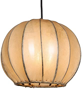 Orientalische Lampe Pendelleuchte Hängeleuchte Mailin Beige 24cm Groß | Marokkanische Lederlampe Hennalampe Leuchte | Orient Lampen für Wohnzimmer Küche oder Hängend über den Esstisch