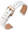 ANNEFIT Uhrenarmband 12mm Leder für Damen, Eidechsen-Prägung Ersatzarmband mit Edelstahl Roségold Schnalle (Weiß)
