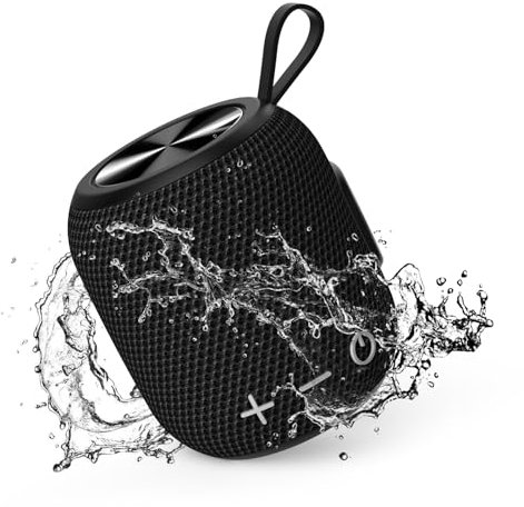 FIGMASU Enceinte Bluetooth étanche pour la douche - Haut-parleur sans fil - Pour l'extérieur, le son surround stéréo - Portable - Pour la maison, l'extérieur et les voyages - Noir