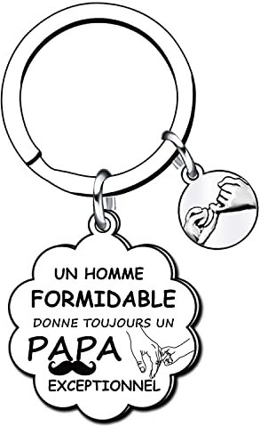 VZIUYTRE Cadeau de fête des pères Porte clé Papa, Acier Inoxydable Porte Clef, Cadeau papa anniversaire Cadeau papa personnalisé accessoire homme Cadeau Papa,Porte-clés Papa Cadeau d'homme