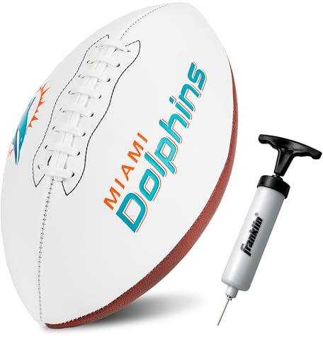 Franklin Sports NFL Miami Dolphins Autograph Football - Official Size White Panel Souvenir Football for Autographs + Signatures - NFL Team Fan Shop Memorabilia Ball for Display