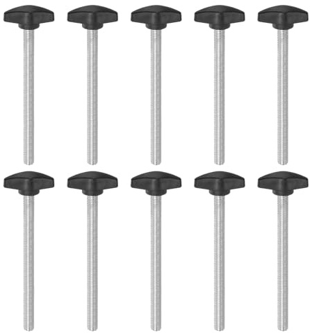 QUARKZMAN 10pz Manopole a T Vite a Testa Alata M8 x 100mm Manopole a T Plastica con Filettatura Maschio Standard Maniglie Manopole Serraggio a Mano Vite a Testa Zigrinata, Nero