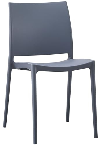 CLP Gartenstuhl Meton, Pflegeleichter Stapelstuhl aus Kunststoff, wetterfest und UV-beständig, belastbar bis 150 kg, Farbe:grau