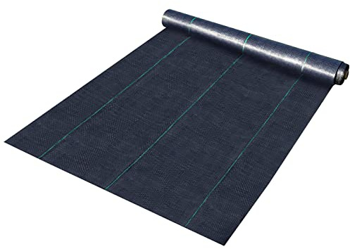 VEVOR Toile de Paillage, 1,8x76 m, Toile Anti-Mauvaises Herbes PP Bâche Tissée de Jardin Haute Perméabilité Densité 4,1 oz Couverture Protection Sol pour Agriculture, Potager, Allée, Extérieur, Noir