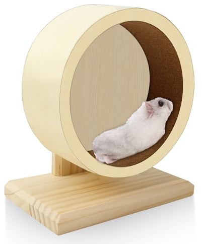WPPQWP Ruota per criceti, in legno, 15 cm, silenziosa, per criceti, per criceti nani, gerbilli da corsa, con strisce di sughero di ricambio (media)