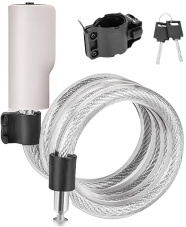 Cable antirrobo para bicicleta - Seguridad enrollable 1,2 m con cable delantero, cadena antirrobo larga reforzada con soporte para motocicleta, scooter y accesorios de bicicleta