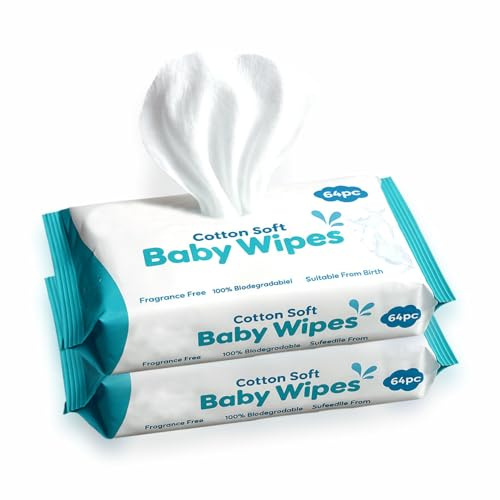 Baby-Feuchttücher, Hautreinigung, extra empfindlich, sanfte Feuchttücher, parfümfrei, Wasser, Baby-Körperreinigung, geeignet für Neugeborene, sanfte Hautreinigung, Windelwechsel, Hygiene, 18 x 15 cm