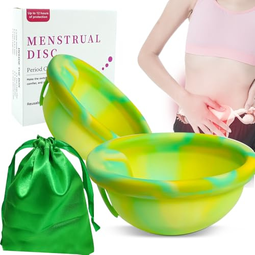 KBIBCK 2 Pezzi Disco Mestruale, Coppetta Mestruale in Silicone, Dischi Periodici Riutilizzabili per Donne Sport, Nuoto e Intimità Attive (Taglia S+L)