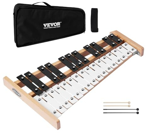 VEVOR Glockenspiel, 27 Noten, professionelles Xylophon-Schlaginstrument, mit SPCC-Klappen & Metalltasten, inklusive 4 Schlägeln, Tragetasche, Musikinstrument für Anfänger, Musikunterricht