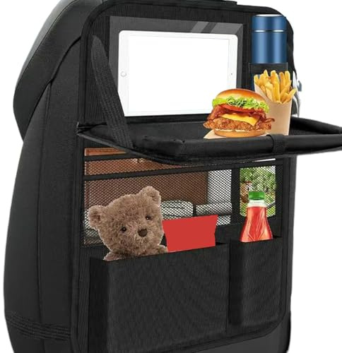 Organizador de automóviles - Organizador de asientos de automóvil | Bolsa de almacenamiento en el asiento trasero | Bolsillos de almacenamiento para vehículo | Mateta de patada de tabletas para niños
