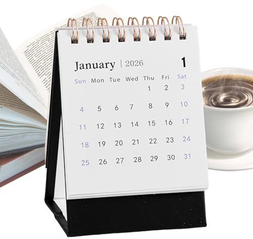Tktouci Calendario De Escritorio 2025-2026 Pequeño | Calendario De Decoración Del Hogar - Suministros de Planificación Diaria para Tareas, Citas, Hogar, Estudio, Oficina, Dormitorio, Sala de Estar y