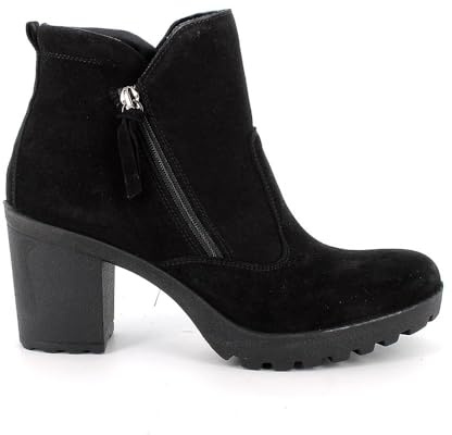 IGI&Co Stivaletti Donna in Camoscio Nero, Tacco Alto 8 cm, Platform con Suola Antiscivolo, Cerniera Laterale con Nappa (1, nero, Normale, Sistema Taglie Calzature EU, Adulto, Numero, Media, 38)