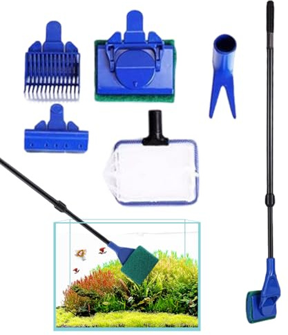 Kit Strumenti Pulizia Acquario con Manico Lungo