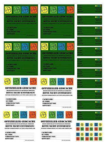 1 Bogen Din A4 Geocaching Aufkleber für Petling - Dosen - Filmdosen für Verstecke