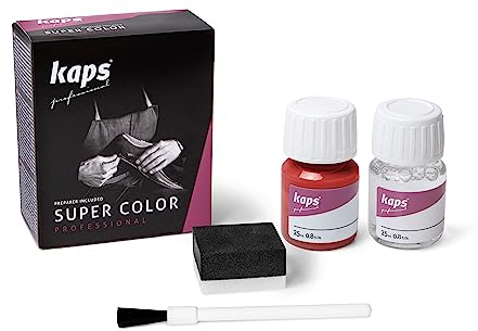 Kaps Dye With Primer For Natural And Synthetic Leather Shoes, Super Color And Preparer, 70 Colours, 25ml - 0.85 fl. Oz., 162 - Light Red