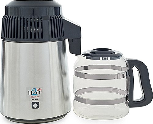 H2o Labs Best-in-Class Countertop Water Distiller - Stainless Steel Home Water Distiller with 1 Gallon Glass Carafe - Porcelain Nozzle Insert & Optimal Heating Element for Pure Distilled Water 300SSE