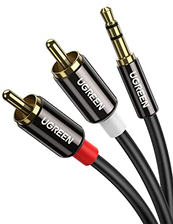 UGREEN Klinke auf Cinch Kabel 3,5mm Klinke Chinch Stereo Audio Kabel für TV, PC, Handy, MP3-Player, Lautsprecher, Heimkino, Autoradio, Tablet, Verstärker, Soundbar usw. (2m)