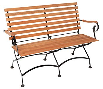 MERXX Bank Schlossgarten aus Eukalyptus und Stahl, 2 Personen, FSC Mix