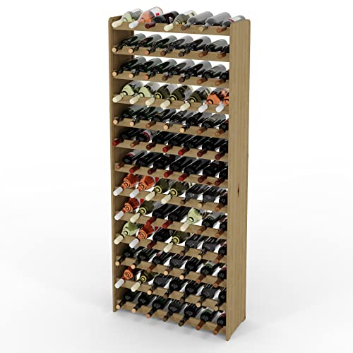 Lenmar Serie RW Weinregal aus Holz für Flaschen, Anthrazit, Braun, Natur, RW-3, 13-15 liegen, für 91-135 Flaschen, Wein, Flaschenregal (Natur, RW-3-91, 172 x 72 x 26,5, für 91 Flaschen)