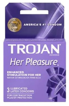 Trojan Her Pleasure Sensations Lubricated Condom, 3 Count