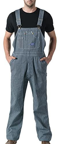 Walls, Herren Latzhose aus Stonewashed Denim, Hickory-Streifen, 52W / 30L