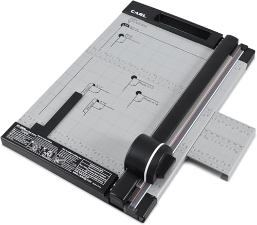 CARL Professional Rotary Paper Cutter with Clear Window – 12 Trimmer with Metal Base, Magnetic Guide, Calibrated Extension – Precise Paper, Label, Photo & Craft Cutting Tool