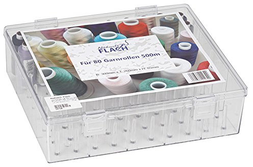 Nähwelt Flach Garnbox für 80 Konen, gefüllt mit 20 Rollen Troja jeweils 500m