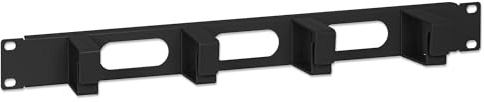 Intellinet 19 Inch Cable Management Panel, 1U, 4 Short Plastic Rings, Black