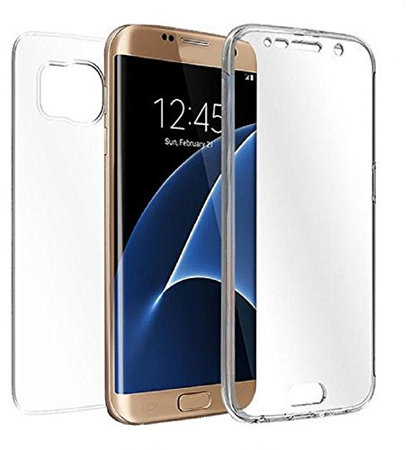 REY Transparent Silikonhülle TPU für Samsung Galaxy S7 Edge, Handyhülle Premium Kratzfest TPU 360 Grad Full Body