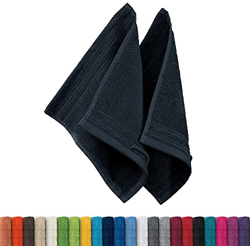 Erwin Müller Seiftuch Heidelberg 2er- Pack 100% Baumwolle schwarz Größe 30x30 cm - leichte Qualität, saugstark, schnelltrocknend, kompakt - ideal für Sport, Strand, Reisen (weitere Farben)