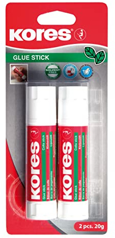 Kores – limstift – starkt grepp vitt lim, säker, giftfri – hantverkslim, skol- och kontorsmaterial – paket med 2 x 20 g