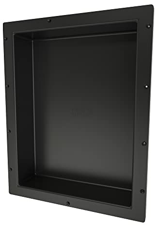 Tile Redi USA RN1620S-BI Redi Niche Single Recessed Shower Shelf, One Inner Shelf, 20 H x 16 W, Black