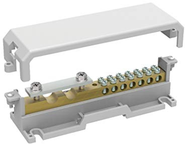 Arnocanali TP309 Morsettiera di Terra per Collegamenti Equipotenziali con Coperchio, con Barretta Ottone da 9 Fori, Multicolor