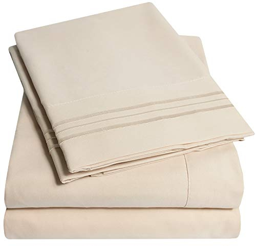 1500 Supreme Collection Queen Sheet Sets Beige Cream - Luxury Hotel Bed Sheets and Pillowcase Set for Queen Mattress - Extra Soft, Elastic Corner Straps, Deep Pocket Sheets, Queen Beige Cream