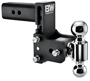 B&W Trailer Hitches Tow & Stow Adjustable Trailer Hitch Ball Mount - Fits 2.5 Receiver, Dual Ball (2 x 2-5/16), 5 Drop, 18,000 GTW - TS20037B