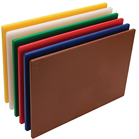 Hygiplas Ensemble de planches à découper LDPE basse densité (lot de 6), taille de planche à code couleur : 455(L) x 305(L) x 10(H)mm, ensemble de planches à découper de cuisine hygiénique, W356