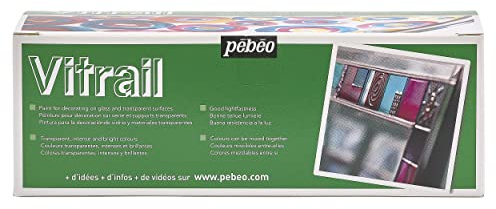 PEBEO 90000 45 ml Vitrail Stained Glass Effect Glass Paint Set Cardboard, Box of 10, Assorted Colours , White